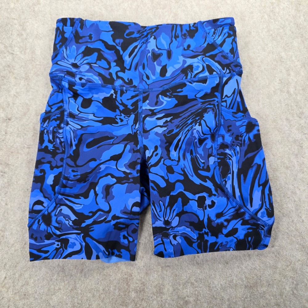 Lululemon Fast and Free High Rise Shorts 6" Blue Black Marble 5 pocket Size 4